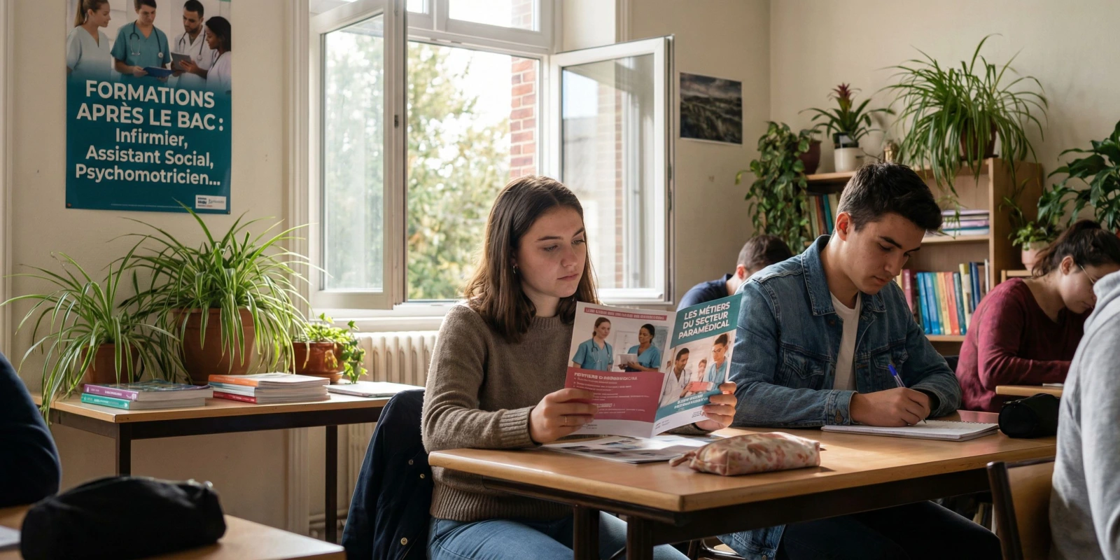 Que Faire Après un Bac ST2S ? Débouchés, Métiers et Formations (BTS, BUT, Écoles) Étudiants en Bac ST2S découvrant leurs nombreux débouchés professionnels dans le sanitaire et social